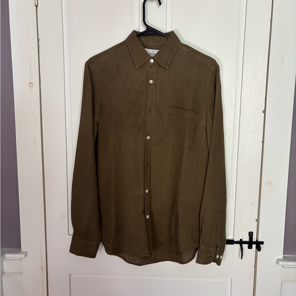 Men’s Linen Shirt - Olive - Portuguese Flannel